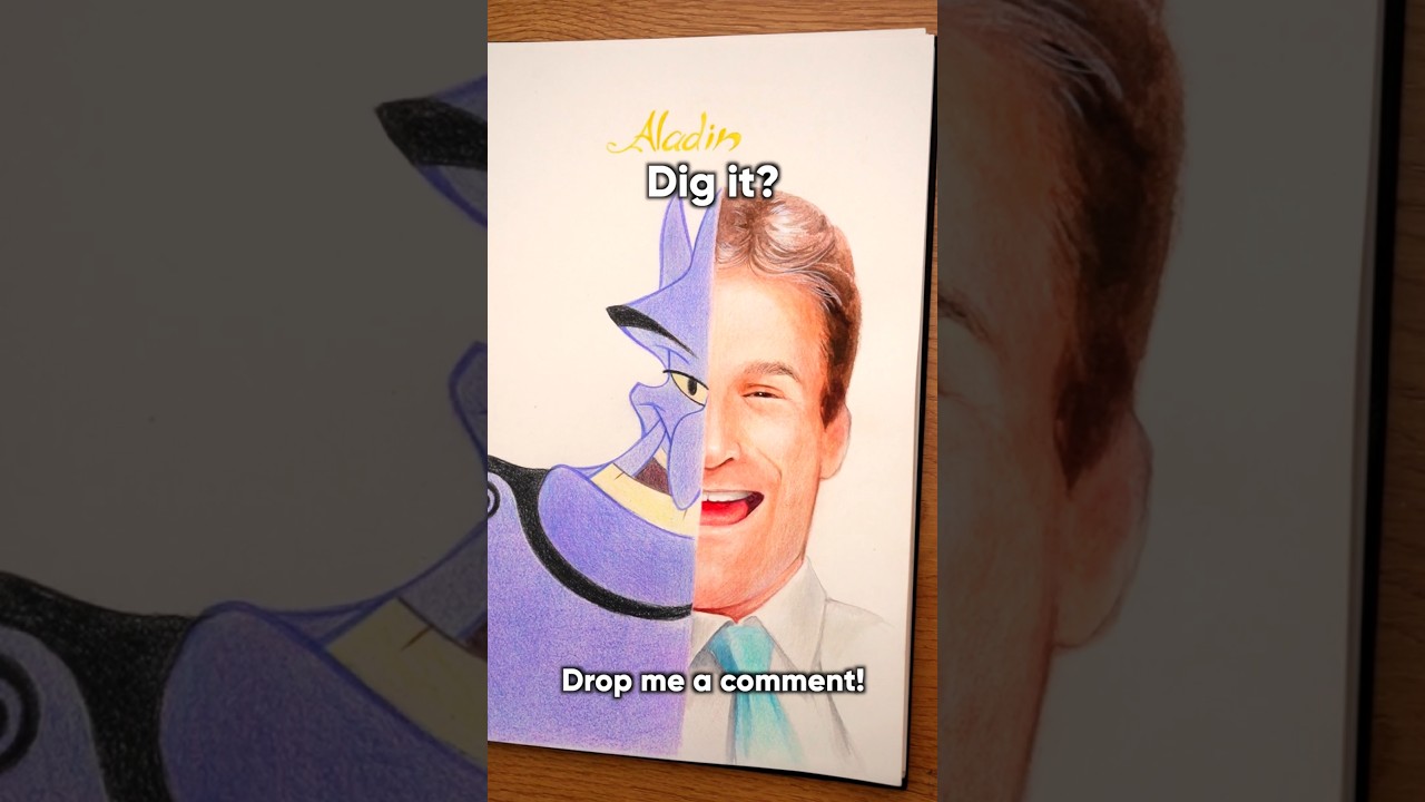 ✨ The Genie from Aladdin & Robin Williams | Drawing with Colored Pencils & Watercolors