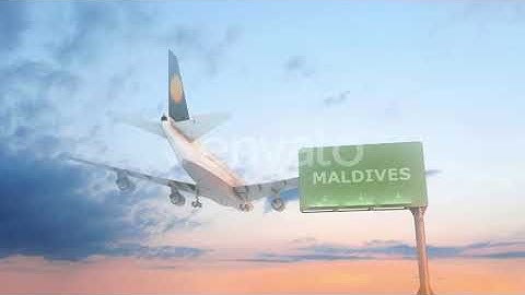 Airplane Arriving To Maldives | Motion Graphics - Envato elements