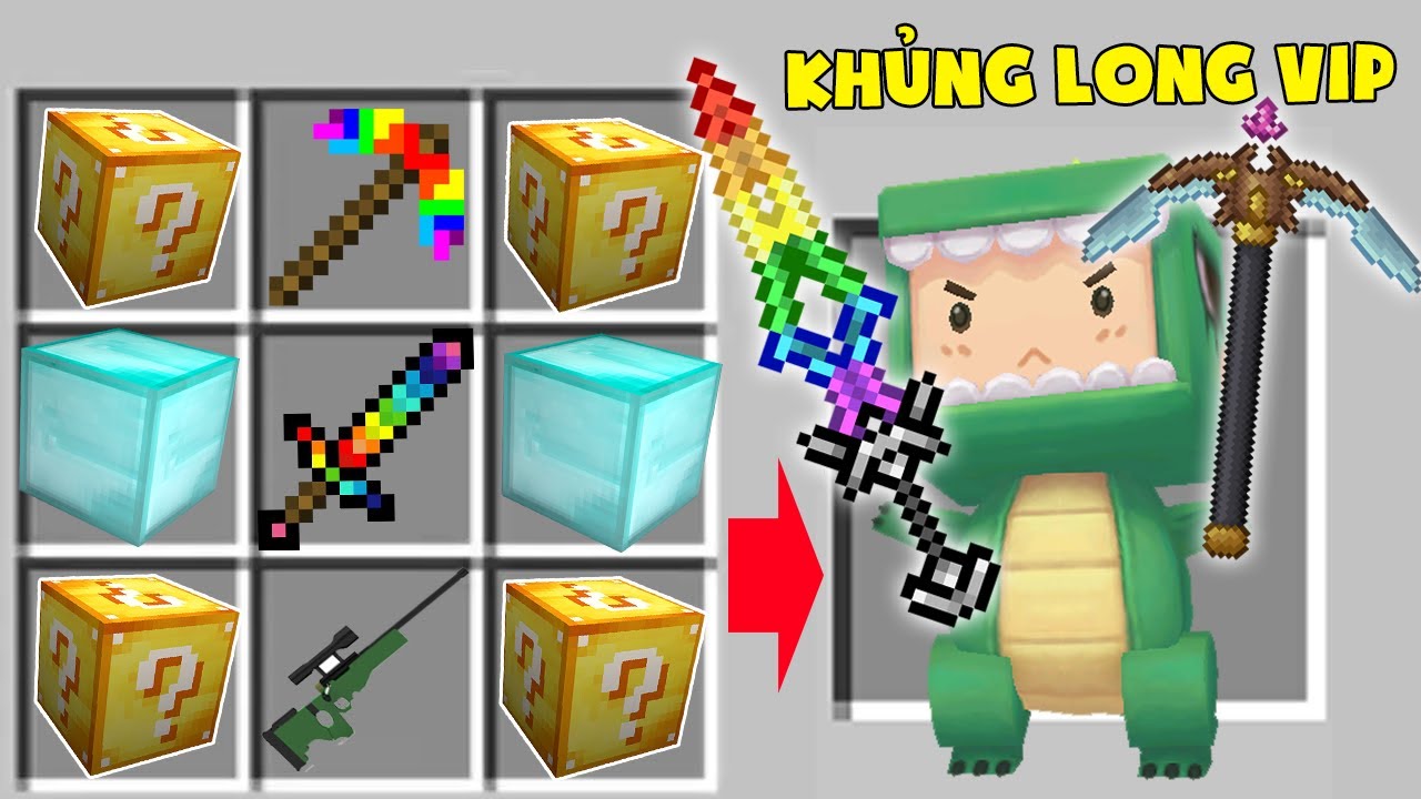 MINI GAME : CUỘC CHIẾN ĐÀO KIM CƯƠNG LUCKY BLOCK * THỬ THÁCH NOOB CÓ ĐỒ CẦU VỒNG SIÊU VIP MINI WORLD