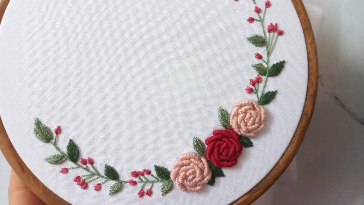 رسم باترون وتطريز يدوي لطاره، غرزه الركوكو Rococo rose embroidery.bullion stitch