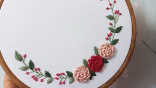 رسم باترون وتطريز يدوي لطاره، غرزه الركوكو Rococo rose embroidery.