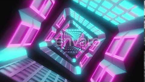 Flying Through Glowing Spinning Neon Squares | Motion Graphics - Envato elements