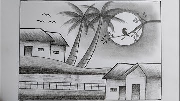 How to draw a landscape easy with pencil/Cách vẽ tranh phong cảnh đẹp nhất bằng bút chì