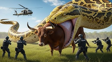 Emergency Rescue Team Saves Innocent Cow From a Massive Python
