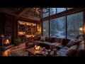 Smooth Jazz Rain Ambience Cozy Cabin Piano Fireplace Sounds For Study Work Relaxation 