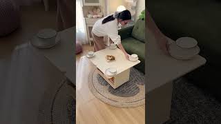 動かして使える、収納充実ホワイトテーブル #ローテーブル #サイドテーブル #折りたたみ天板 #キャスター付き #収納たっぷり #shorts #cuumy