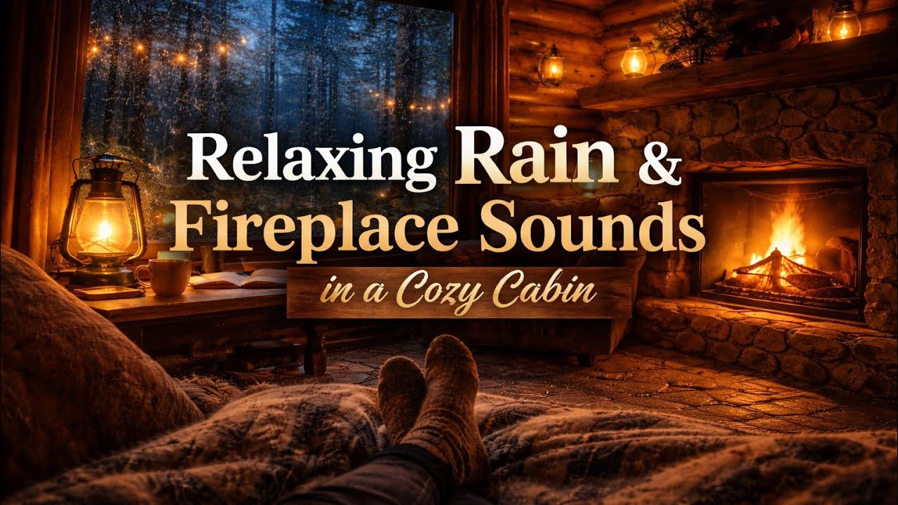 Relaxing Rain & Fireplace Sounds in a Cozy Cabin #rainsounds #rain # ...