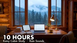 Cozy Rainy Cabin Study Ambience | 10 Hours of Rain Sounds & Soft Piano for Focus screenshot 5