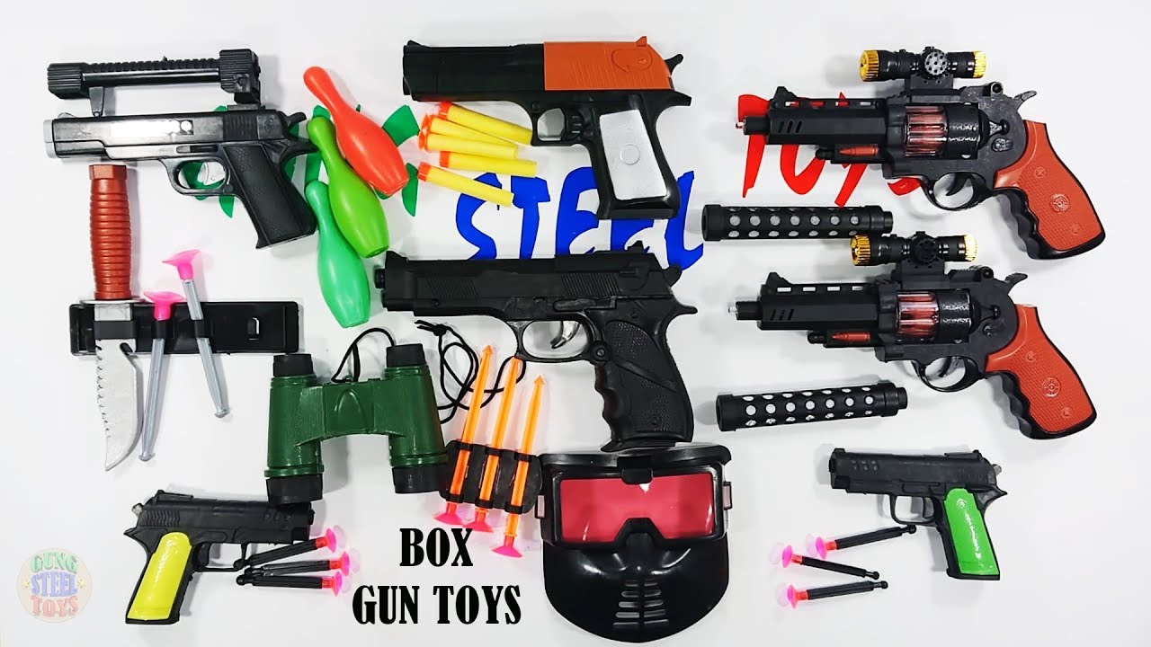 Many Black Gun Toys Realistic For Kids Playing Shoot Gun Toys For