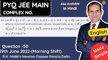 PYQ, JEE MAIN, Complex Numbers, 29th June 2022, Morning shift, Question-50