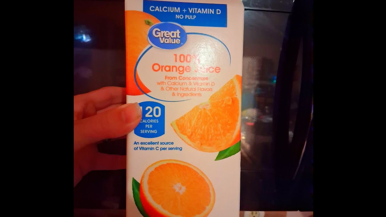 Great Value CALCIUM + VITAMIN D NO PULP 100% Orange Juice Review