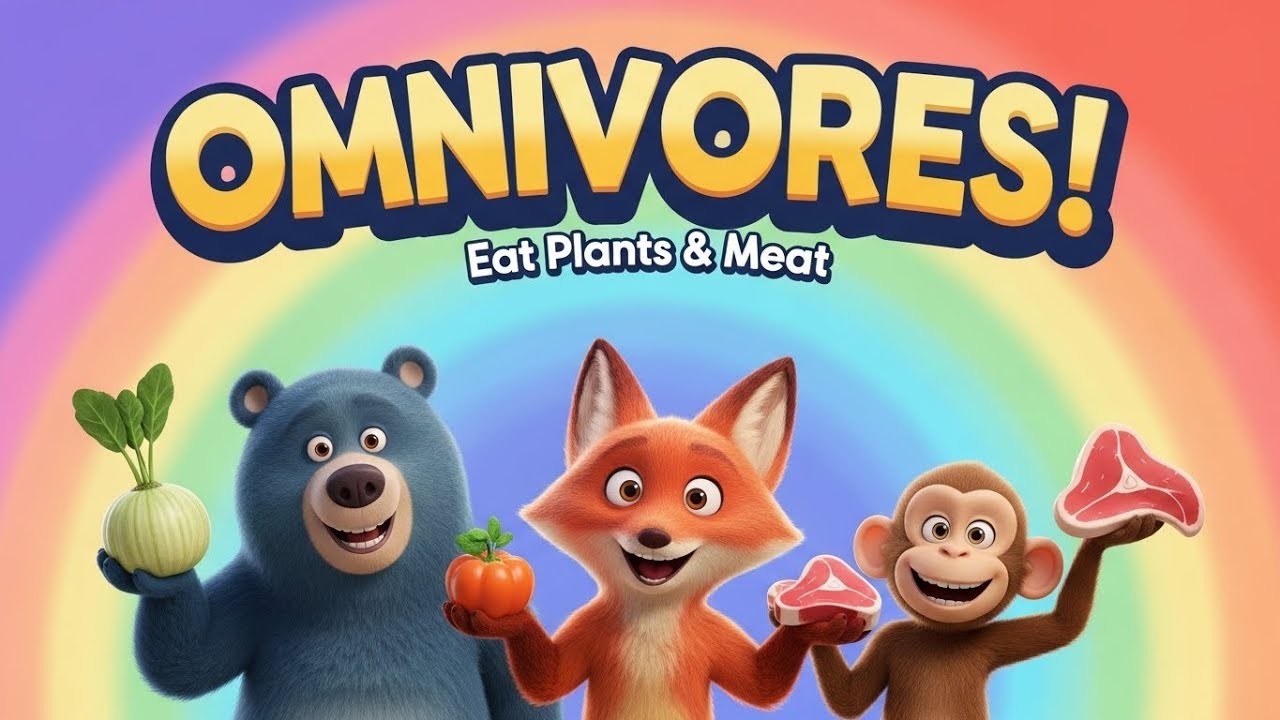 20 Omnivorous Animals | Animals That Eat Plants & Meat | 3D Pixar Style Learning Video”