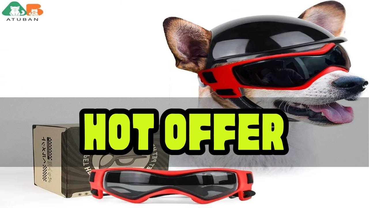Dog Sunglasses Pet Helmet Set with Dog Goggles,Dust Wind UV Protection Dog Glasses Dog Helmet and G
