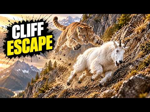 Cougar Chases a Mountain Goat Up a Cliff... Then One Jump Changes Everything | Wildlife Documentary