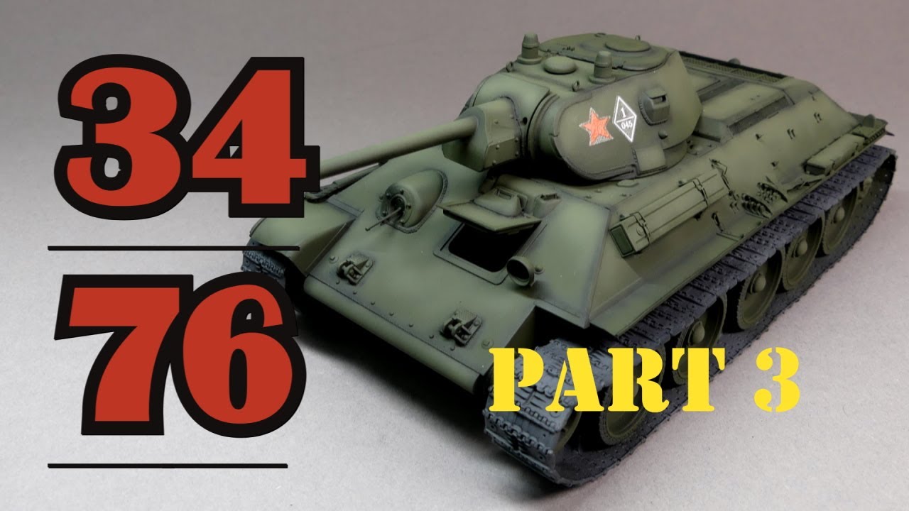 Painting camouflage on 1:35 T-34/76 tank model for 