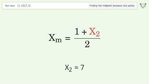 Find the midpoint between two points p1 (1,12) and p2 (7,5): Step-by-Step Video Solution