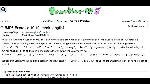 Exercise 10.12 (markLength4) Java Tutorial || Practice-It