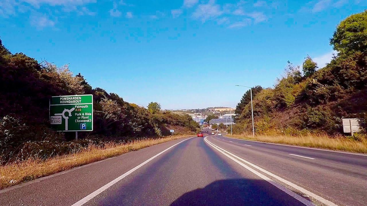 Driving Into Falmouth, Cornwall UK.