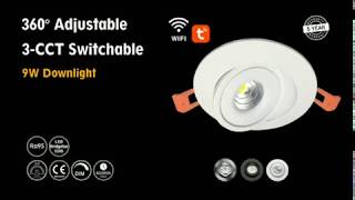 Xturn 9W Ra95 Tri-Colors 360Adjustable Led Downlight