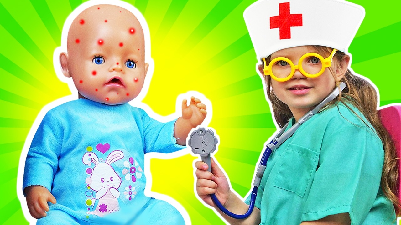 Maya and her mother are playing doctor to help their baby doll.