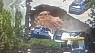 video: Watch: Large sinkhole swallows cars in Jerusalem hospital car park