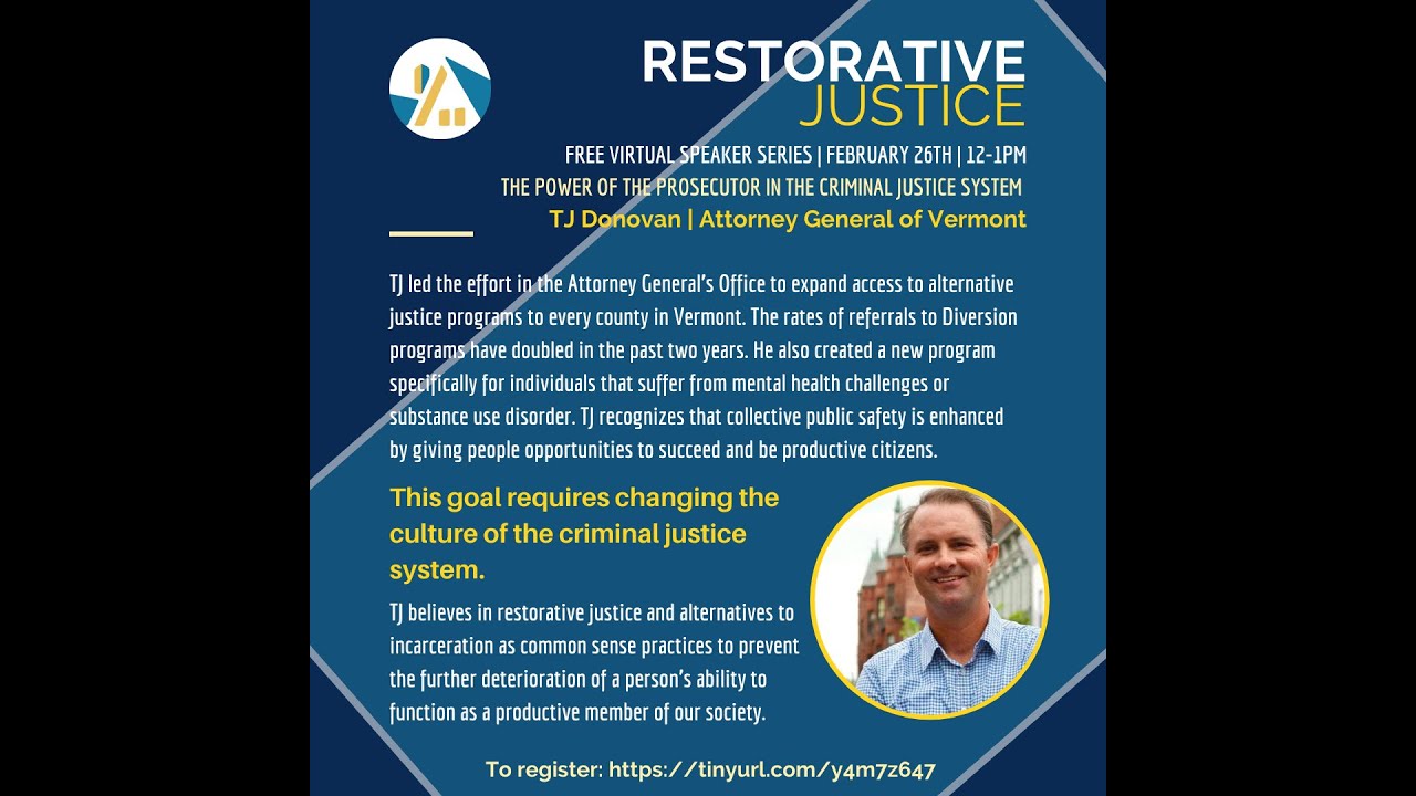 Dismas of Vermont Speaker Series Spring 2021 With TJ Donovan YouTube