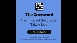 The New York Times Crossword 26/08/2026