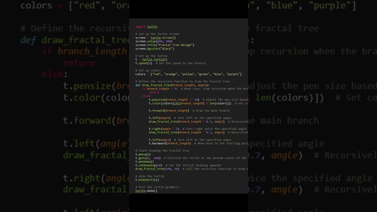 Creating Mind-Blowing Fractal Tree Designs: Witness the Magic of Python Turtle!