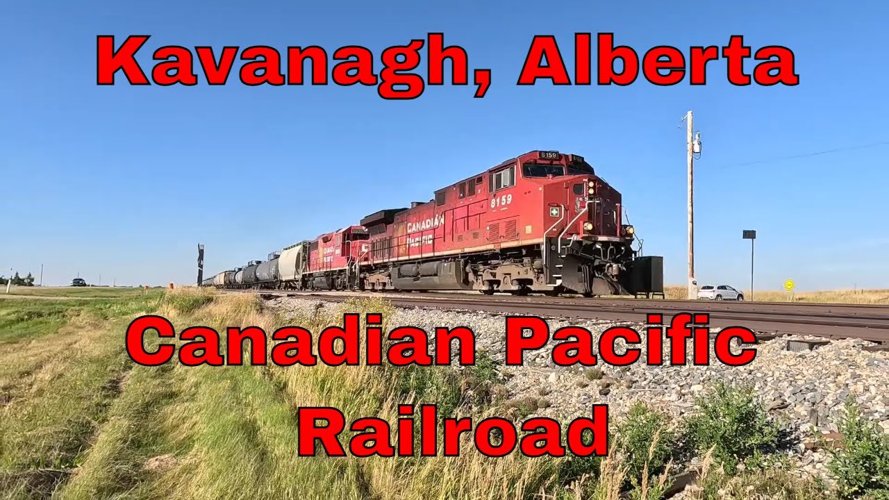 CPRR Freight Train Rumbling through Kavanagh, Alberta, Canada
