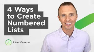 4 ways to create numbered lists in excel - dynamic and professional