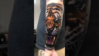 Beautiful Tiger Tattoos on the Hand, Arm and Thigh, Tattoos for Guys and Women #shorts