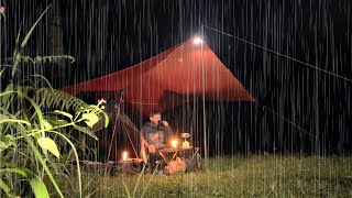 SOLO CAMPING HEAVY RAIN - РАССЛАБЛЯЮЩИЙ КЕМПИНГ ПОД ДОЖДЕМ - ASMR