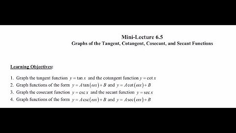 MAT 120 6.5: Graphs of the Tangent, Cotangent, Cosecant, and Secant Functions