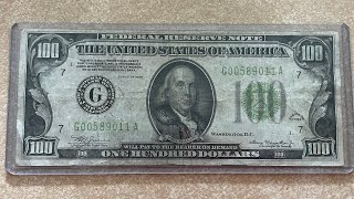 1934 light green seal $100
