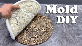 DIY Aztec Sun Stone Silicone Mold: Engraved Plywood to Plaster Casting Adventure!