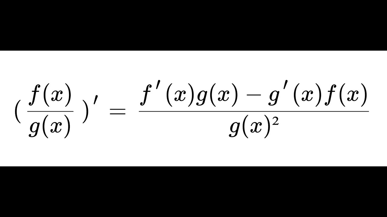 Proof Of The Derivative Of The Division Of Two Functions Quotient Rule Proof Of The Derivative Of The Division Of Two Functions Quotient Rule