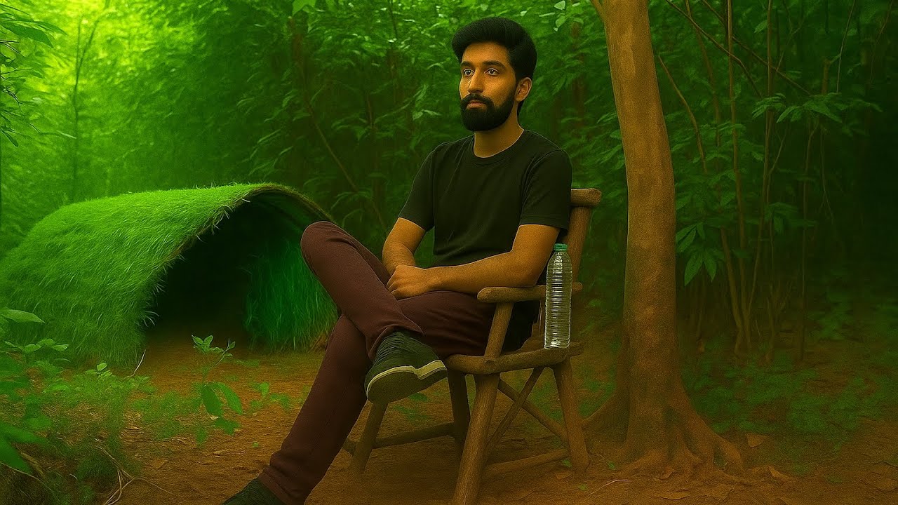 I SURVIVE 24 Hours Alone In A Handmade Forest CABIN,Camping,Survival ...