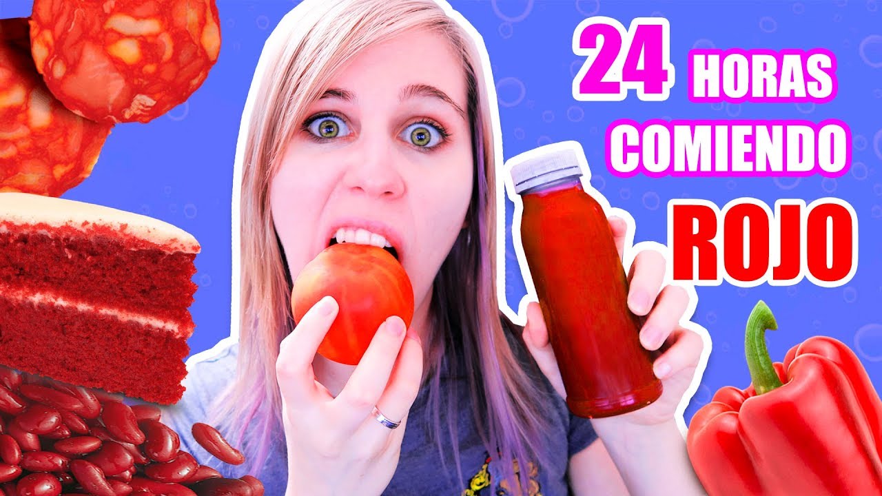 24 HORAS COMIENDO ROJO 🍅🍎