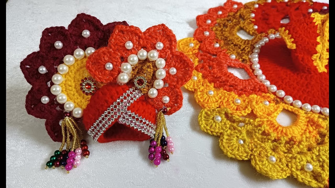 Pagdi/Cap Making of New Style Very Beautiful Multicolor Woolen Dress for Shri Kanha Ji