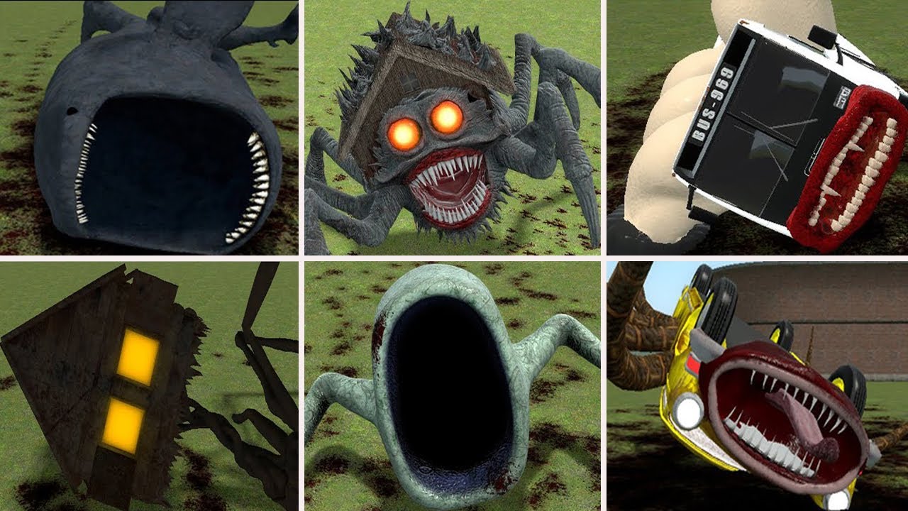 HOUSE HEAD, HOUSEHEAD BUS EATER, SEA EATER VS ALL TREVOR HENDERSON EVERY DEATH POSITION In GMOD!