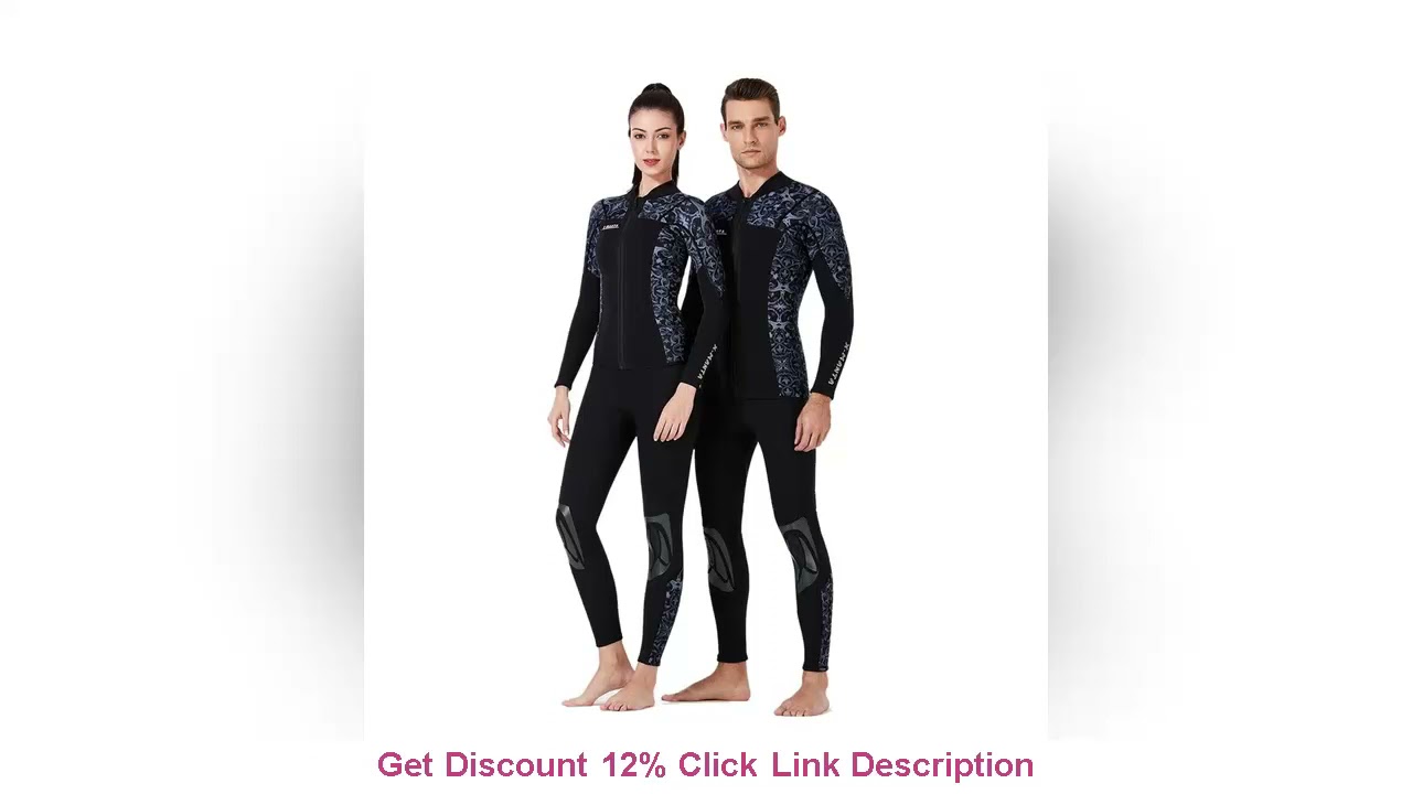 Best Dive&Sail 1.5mm Neoprene Men Women 2-pieces Wetsuit Diving Pants Jacket Warm Long Swimming Sai