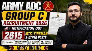 Army AOC Group C Recruitment 2026 | 2615 Vacancies | MTS, Fireman, Tradesman Mate | Apply Online
