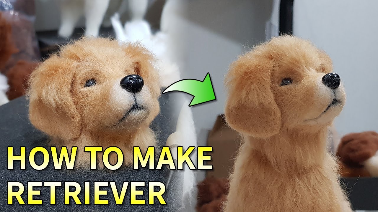How to make Golden Retriever with wool. Needle felt tutorial. 양모로 실사화