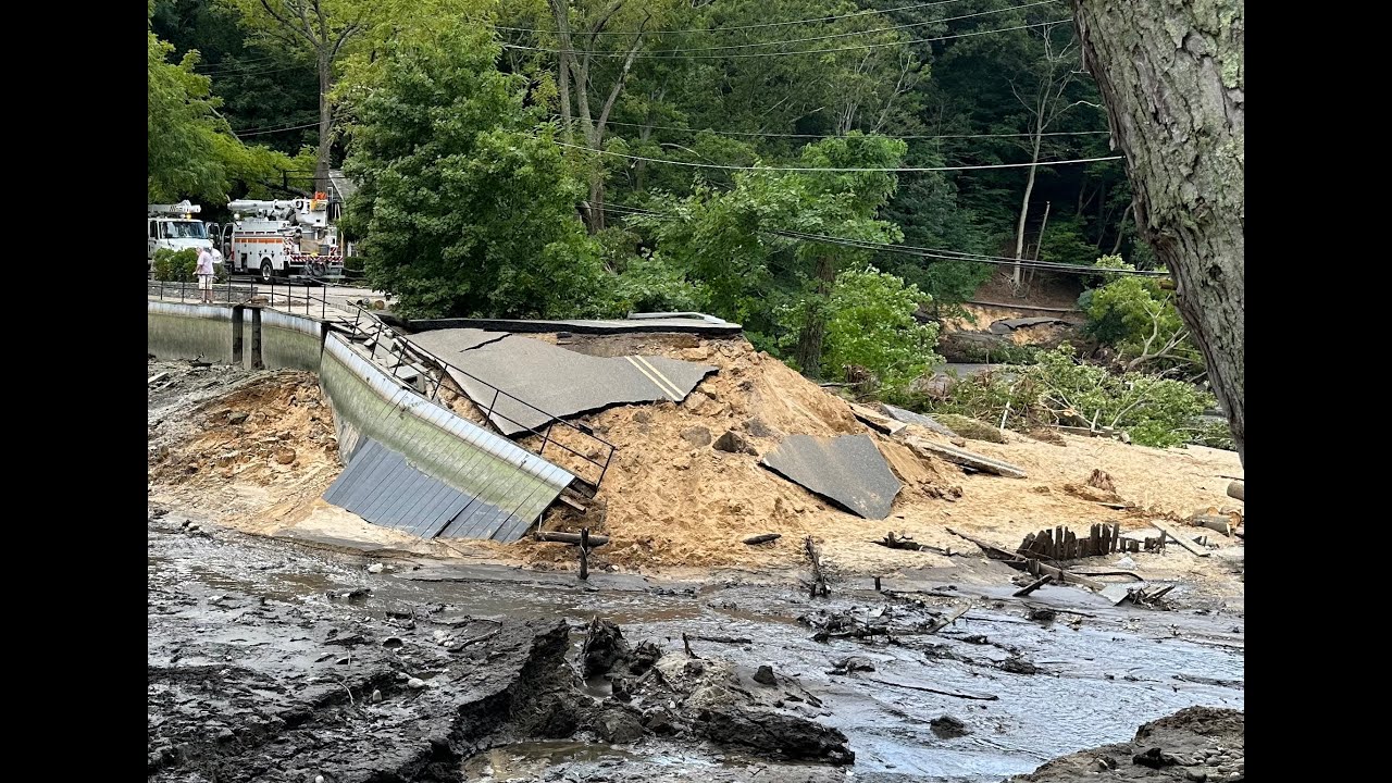 Devastation at Mill Pond - Stony Brook - following night of thunder, lightening, and torrential rain