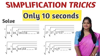 Only 10 Seconds - Simplification Tricks - Surds Indices Radhina Quants