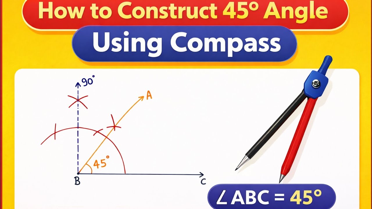 How to draw 45 degree angle. How to Construct 45 Degree Angle using ...