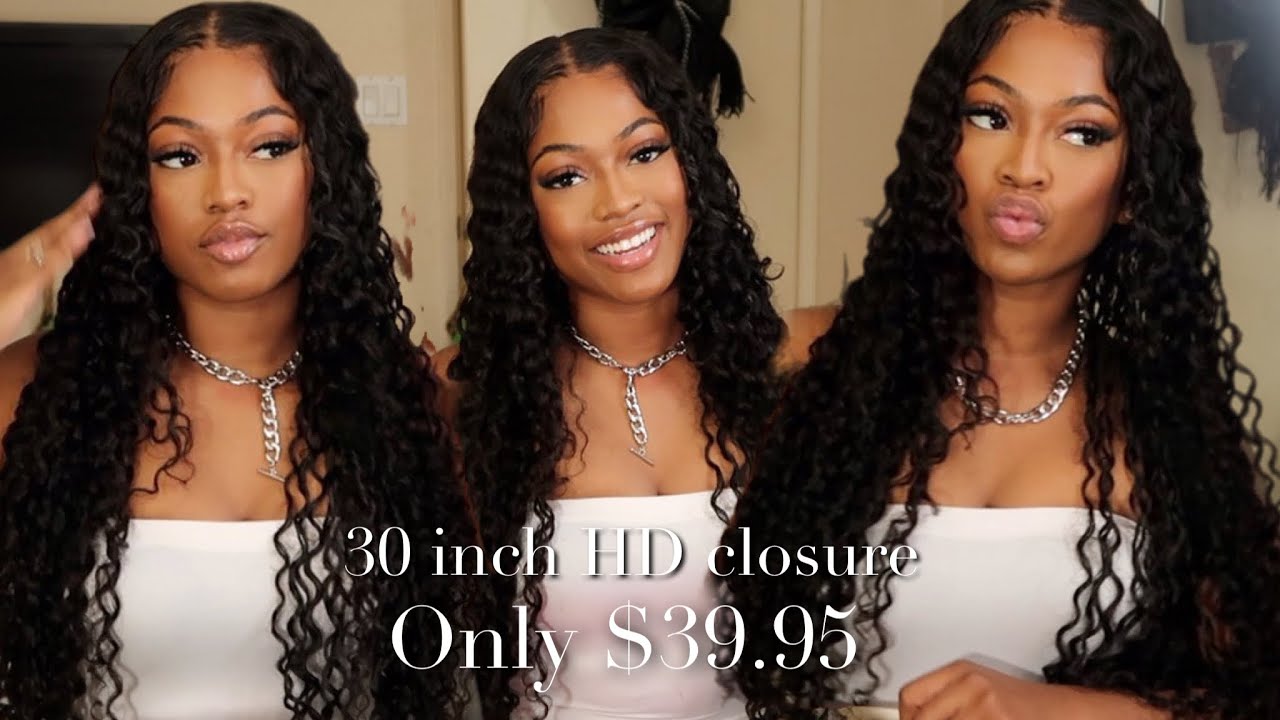 INEXPENSIVE 30 INCH HD CLOSURE | WATER WAVE WIG | 4x4 Closure For ...