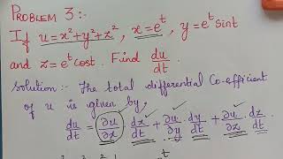 total differential coefficient|| problem 3|| partial differentiation