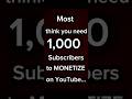 YouTube monetization starts at 500 subscribers #youtubetips #smallcreator #shorts #monetization