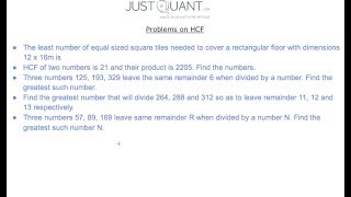 Hcf And Lcm - Hcf Tricks - Problems On Hcf